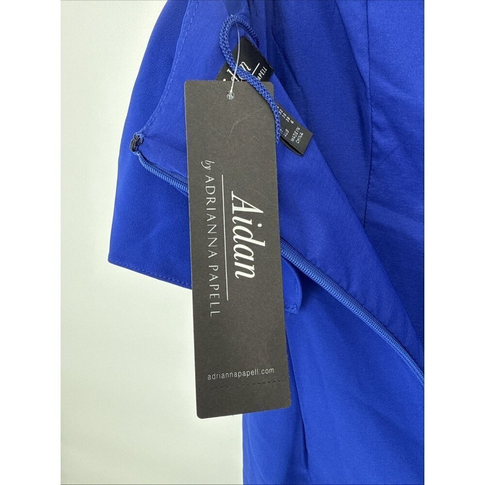 NWT Aidan by Adrianna Papell Cobalt Blue Fringe Midi Dress – Size 2 - Picture 12 of 16